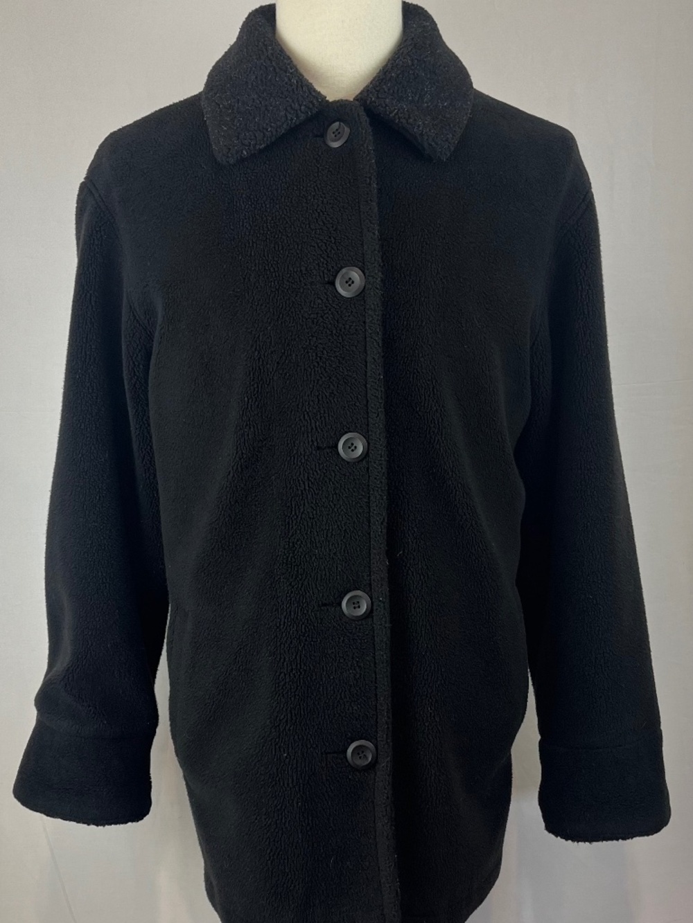 EUC FORECASTER SPORT Vintage Womens Black Fleece Car Coat Size Medium